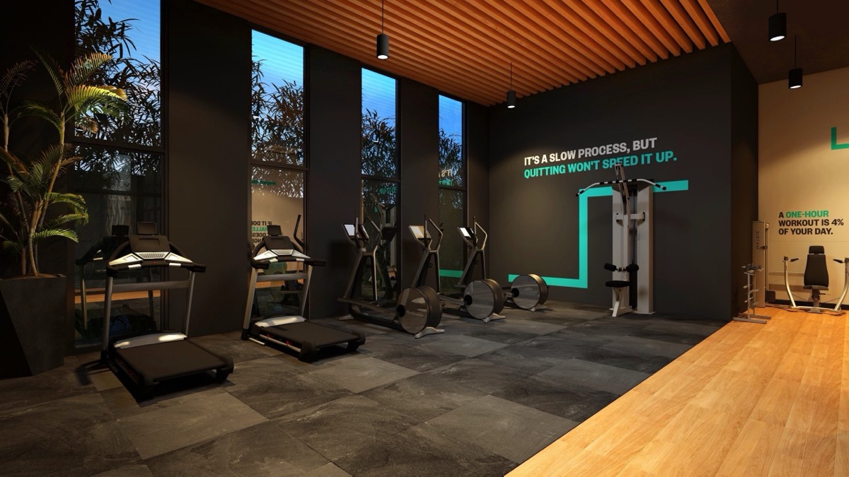 Render of the indoor gym at Kent Eco Sanctum
